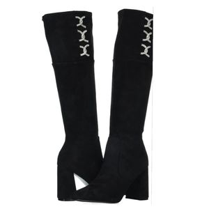 Yoki Knee Length Heeled Suede Boot ,